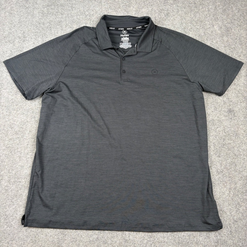 Hurley Polo Shirt Mens XXL Gray Heathered Performance Short Sleeve Athletic Surf